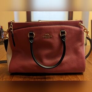Like New. Coach Tote Bag/Purse, Pink/White Color Block.